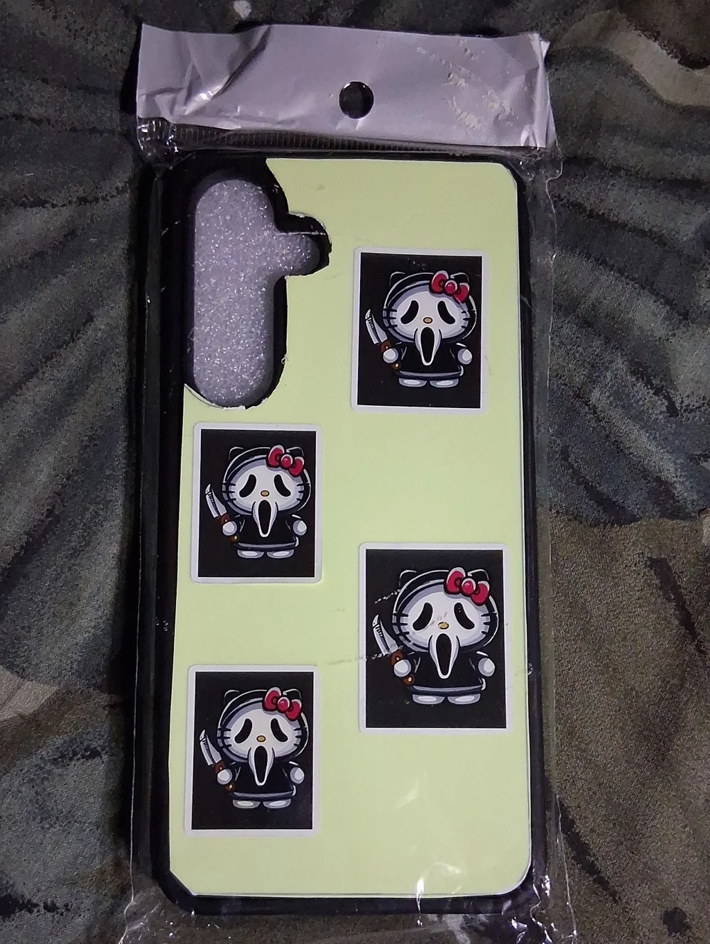 Hello Kitty Phone Case with Ghost Face Stickers - Yellow & Black Galaxy 24 Plus